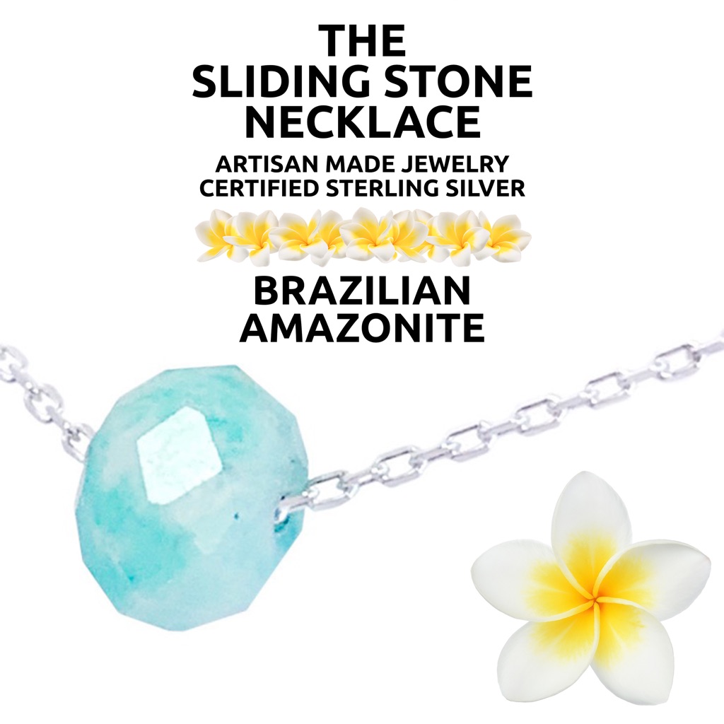 Island Sunset Artisan The Sliding Stone Necklace-Brazilian Amazonite 6mm Roundel